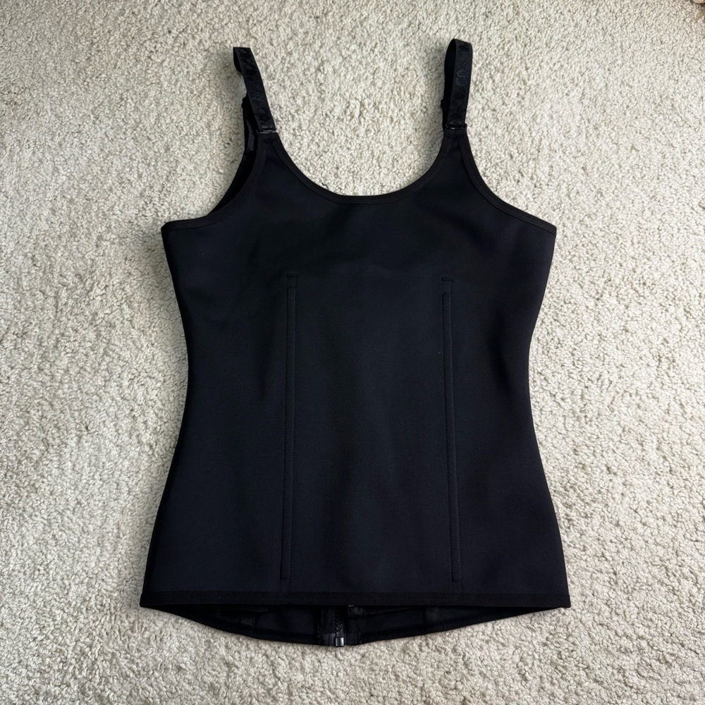 Pre-Loved Black Corset Style Bustier Sleeveless Top Size Large